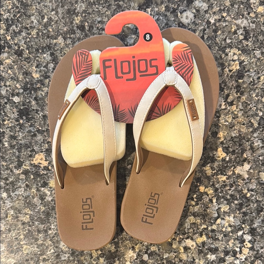 New Flojos Tan and Cream Sandals